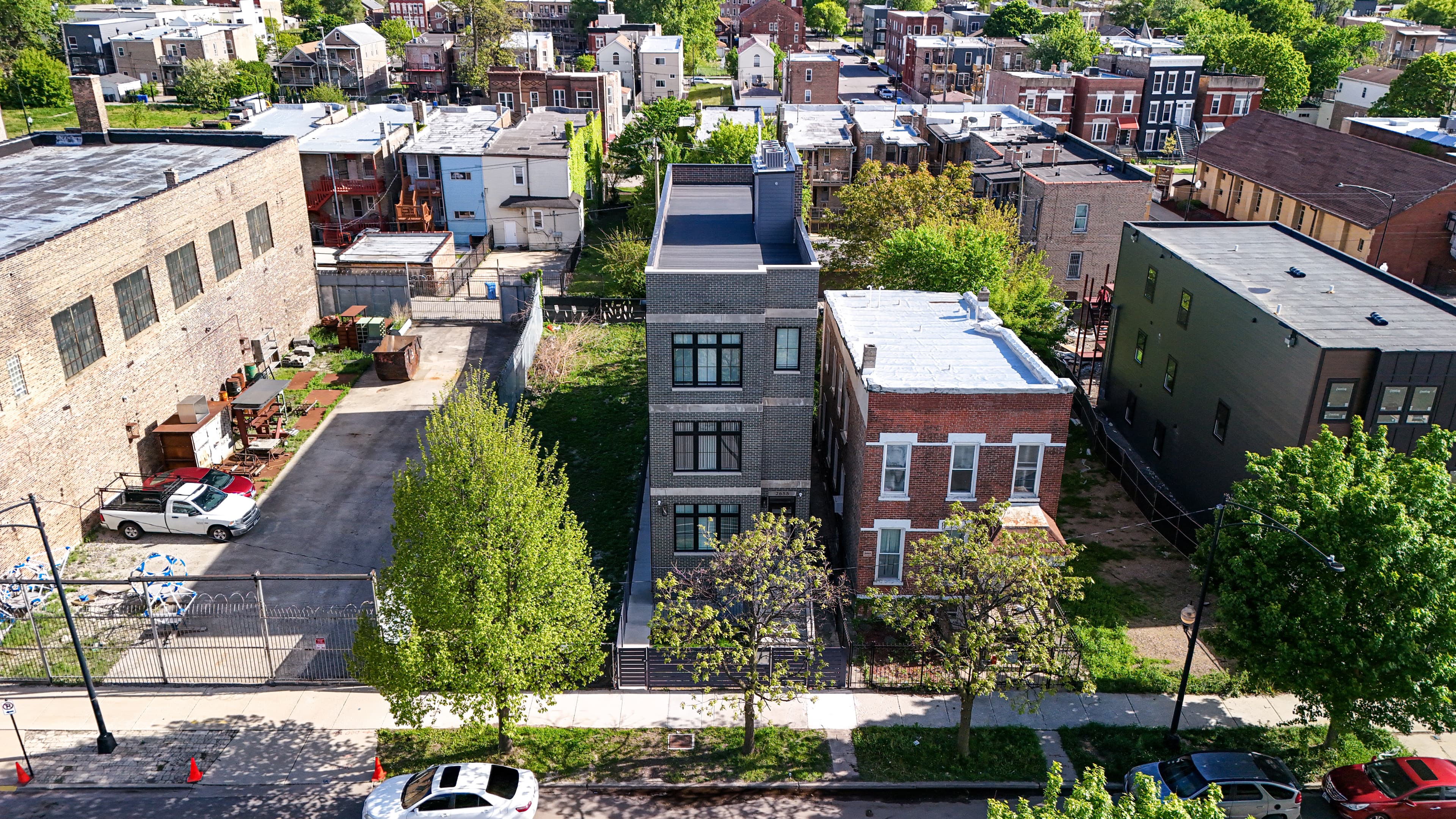Completed multifamily building, Chicago — Logan Square